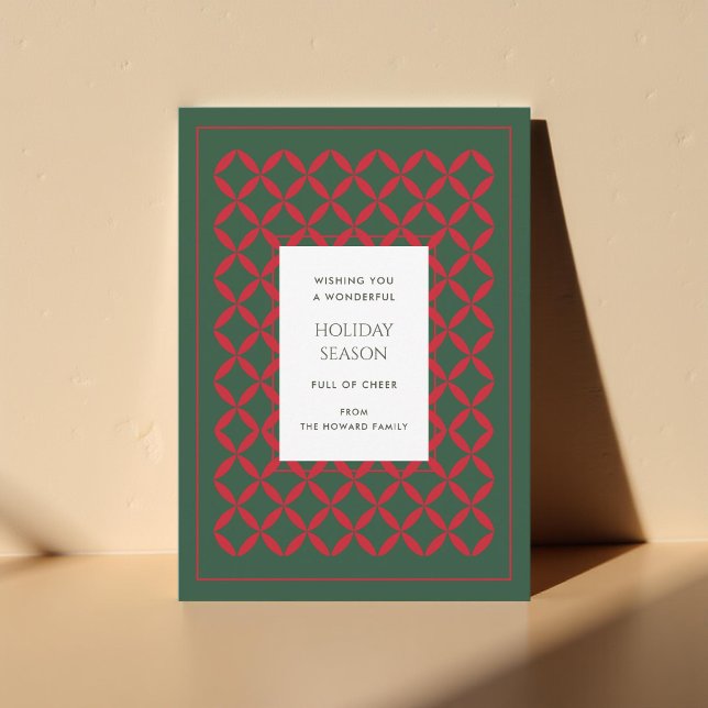 Carte de vacances moderne Retro Green Red Mid Cent (Créateur téléchargé)