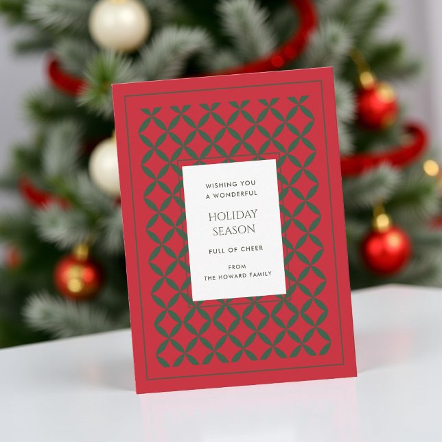 Carte de vacances moderne Retro Red Green Mid Cent (Créateur téléchargé)