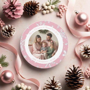 Carte de vacances moderne rose et blanc