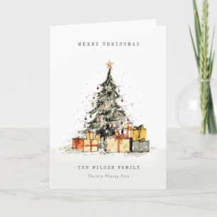 Carte de vacances moderne Sketchy Christmas Tree C