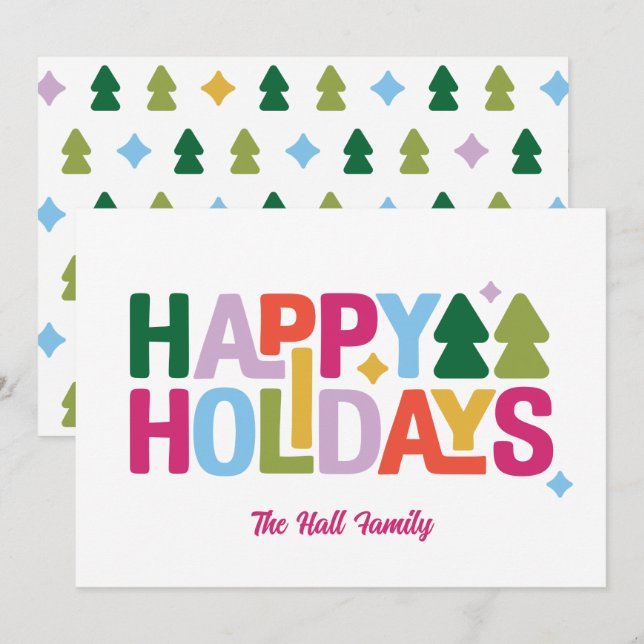 Carte de vacances multicolore aux vibes rétro (Devant / Derrière)