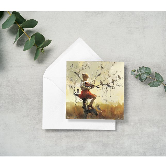 Carte de vacances musicale fantaisiste avec violon (Créateur téléchargé)