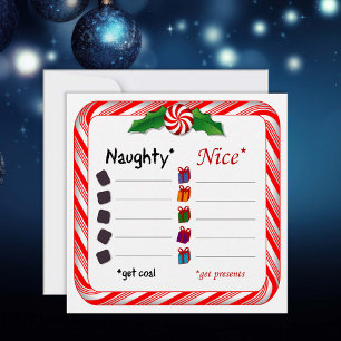 Carte de vacances Naughty ou Nice Flat 5,25 pouces