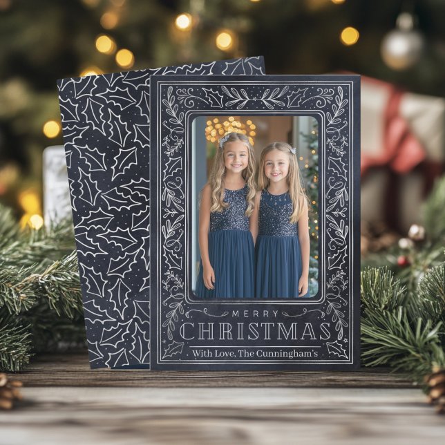 Carte de vacances Navy et argentée (Navy and Silver Christmas Greeting Card)