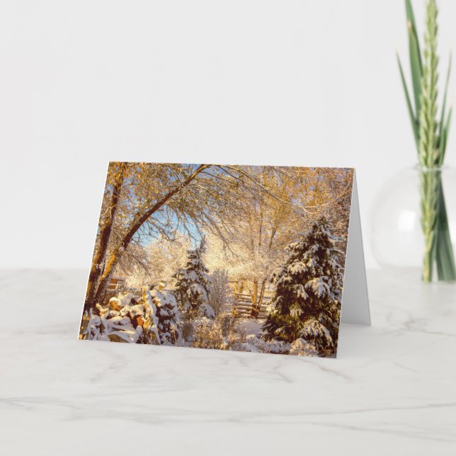 Carte de vacances Neige blanche et soleil doré  (Devant)