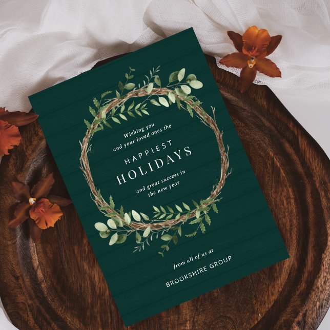 Carte de vacances Neutral Wreath Business (Créateur téléchargé)