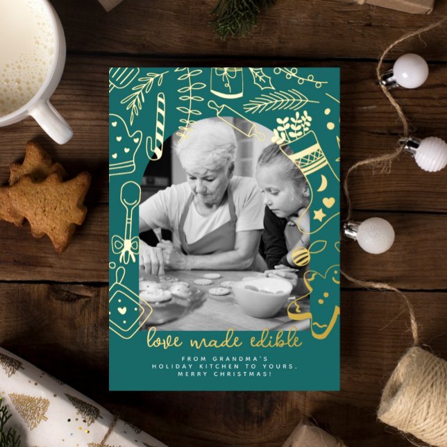 Carte de vacances Noël Green Holiday Baking Fly (Créateur téléchargé)