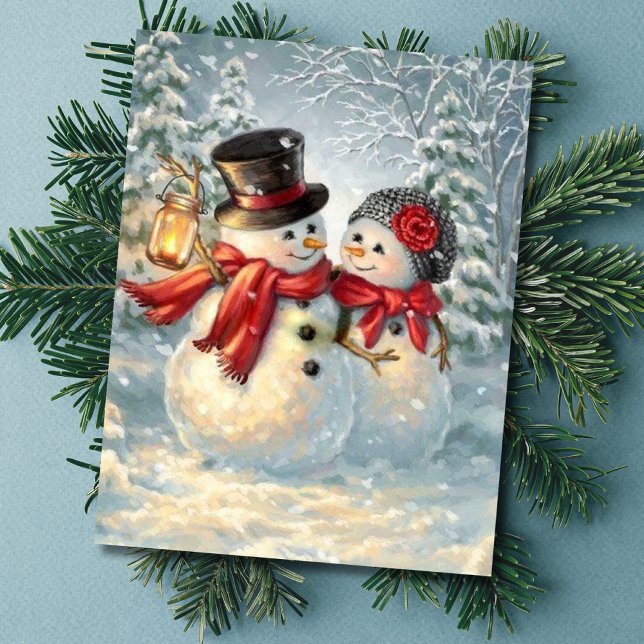 Carte de vacances Noël Snowman Couple (Créateur téléchargé)