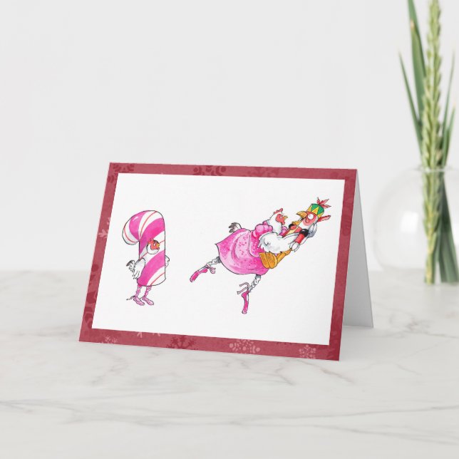 Carte de vacances Nutcracker ballet poulets (Devant)