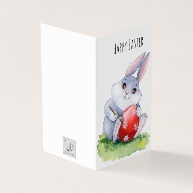 Carte de vacances OEuf de peinture de lapin de Pâq (Outside)