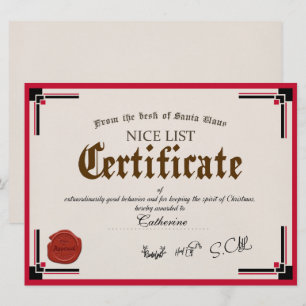 Carte de vacances officielle Père Noël Liste de Ni