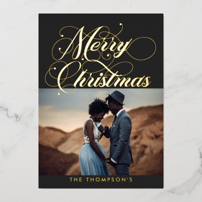 Carte de vacances Ornat Grey Joyeux Noël Foil (Recto)