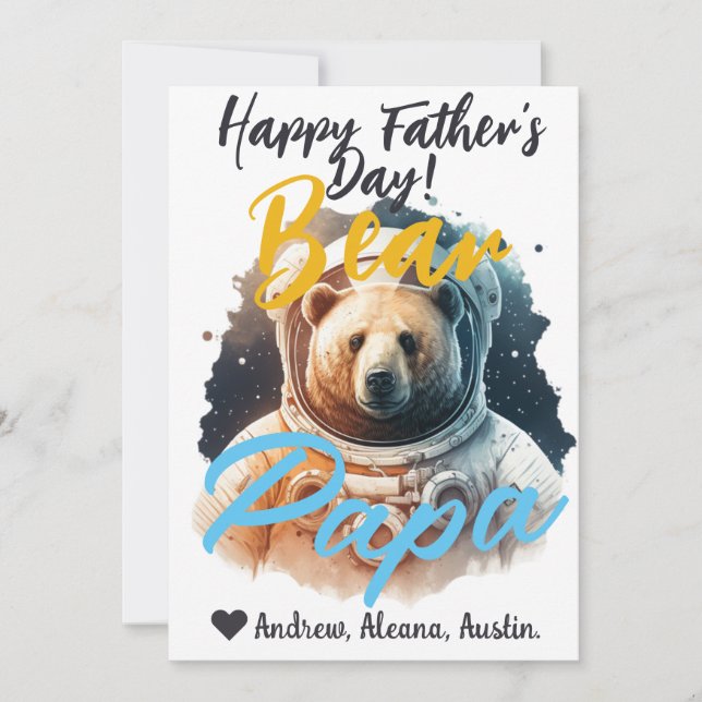 Carte de vacances Papa Bear Simple chic Noms Astro (Devant)