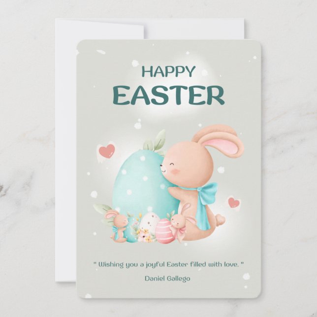 Carte de vacances Pâques Bunny Bouquet (Devant)