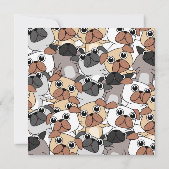 Carte de vacances Party Pugs (Devant)