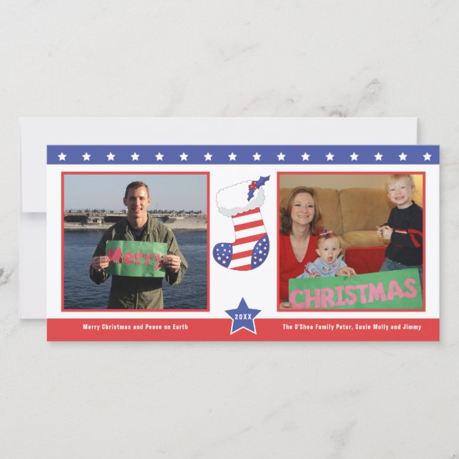 Carte de vacances Patriotic Christmas Stocking (Devant)