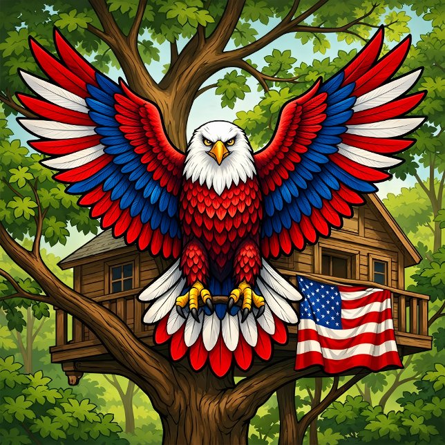 Carte de vacances Patriotic Eagle  ("Proud Free Celebrating America")