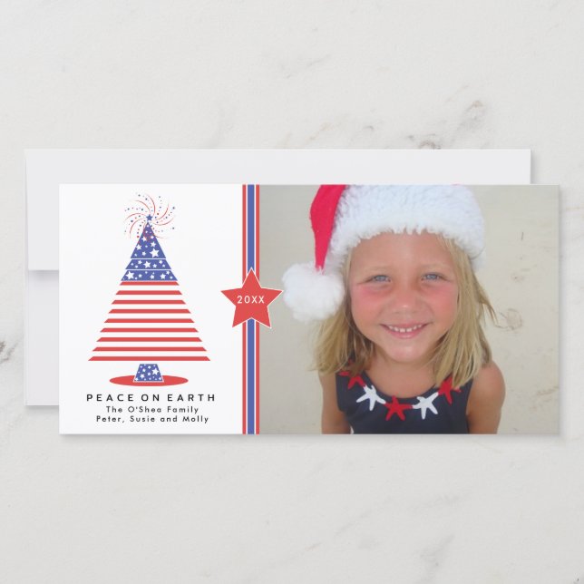 Carte de vacances Patriotique Christmas Tree (Devant)