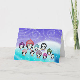 Carte de vacances Penguin Family