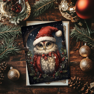 Carte de vacances père Noël Owl Flat