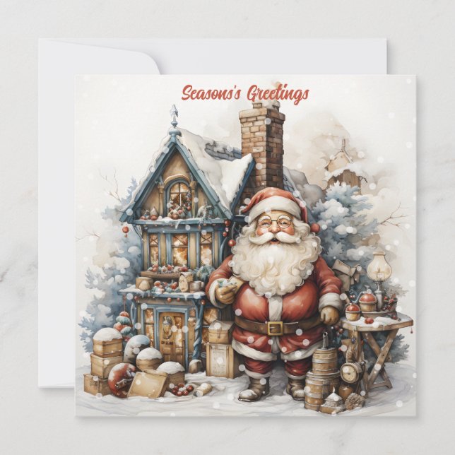 Carte de vacances Père Noël vintage (Devant)