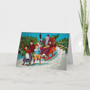 Carte de vacances Père Noël vintage avec bâtons à 