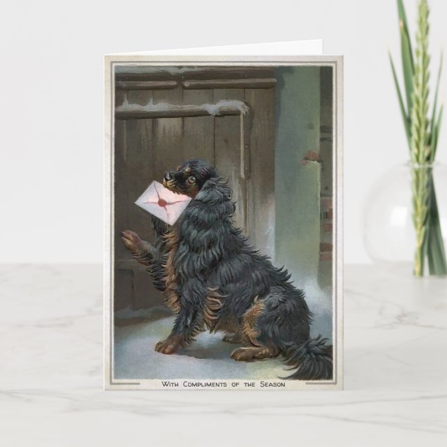 Carte de vacances personnalisable Chien vintage (Devant)