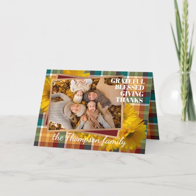 Carte de vacances personnalisée Grateful Blessed G (Devant)