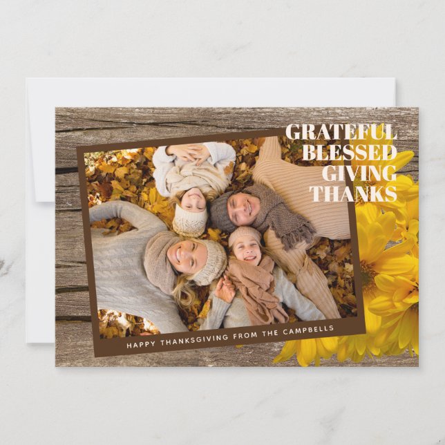 Carte de vacances personnalisée Grateful Blessed G (Devant)