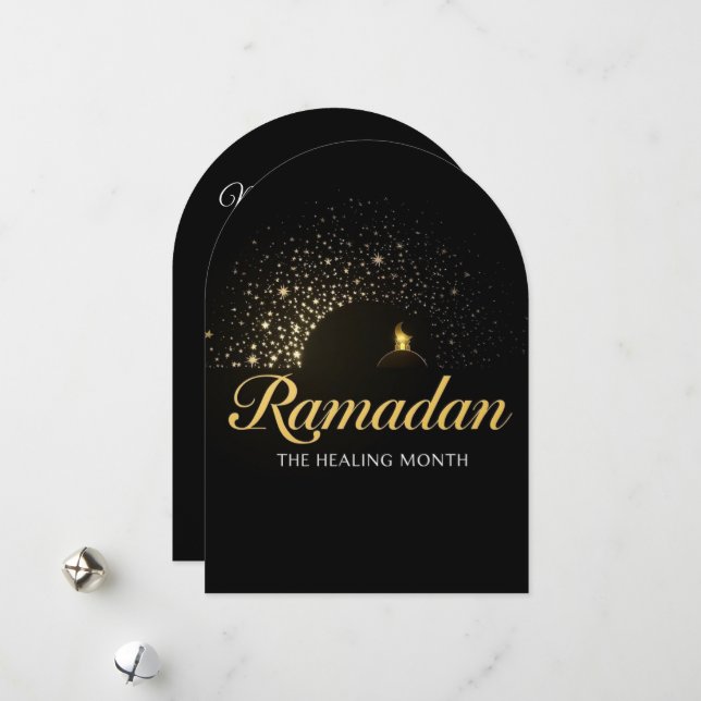 Carte de vacances personnalisée Ramadan MubaraK (Devant/Arrière en situation)