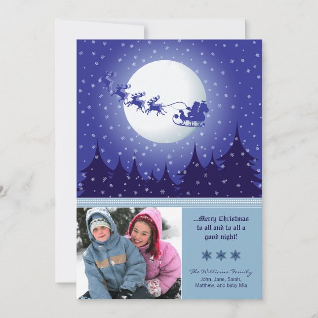 Carte de vacances personnalisée Sleigh Père Noël ( (Devant)
