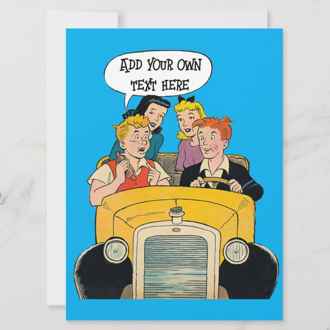 Carte de vacances personnalisées de style BD Vinta (Devant)