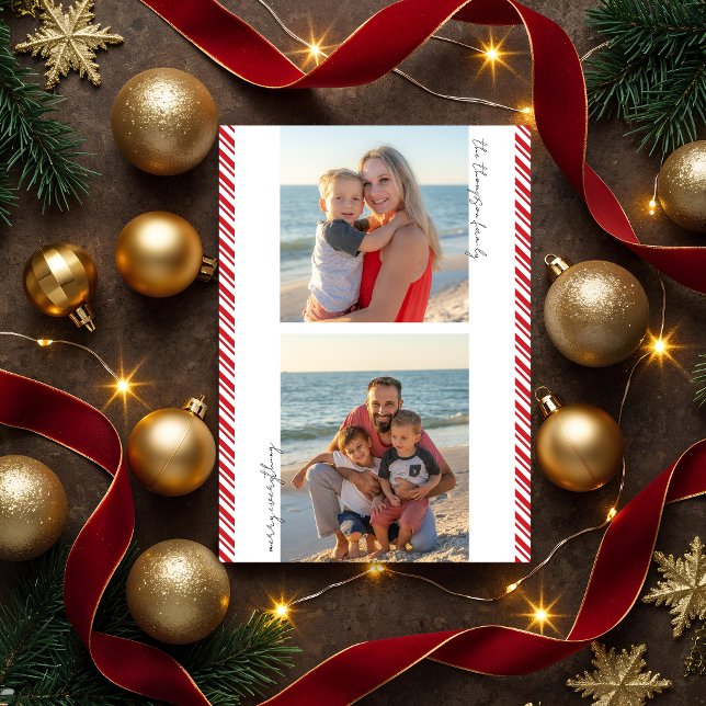 Carte de vacances photo à rayures en canne à sucre (Créateur téléchargé)