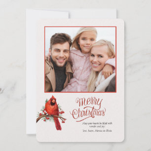 Carte de vacances photo avec Cardinal rouge sur br