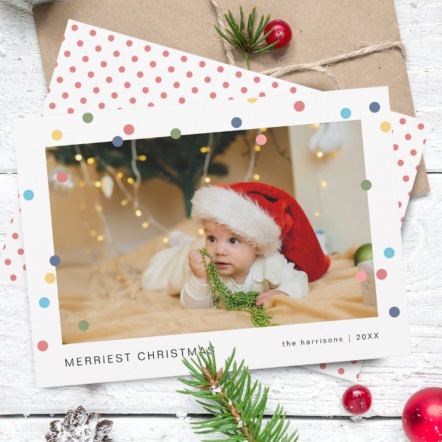 Carte de vacances photo avec lumières modernes (Modern Lights Photo Flat Holiday Card)