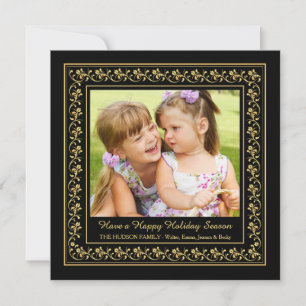 Carte de vacances photo avec motif doré