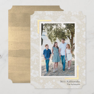 Carte de vacances photo beige Mele Kalikimaka