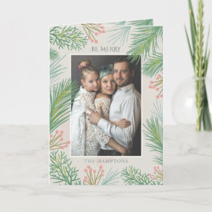 Carte de vacances photo Blush Forest Pine Holly Be