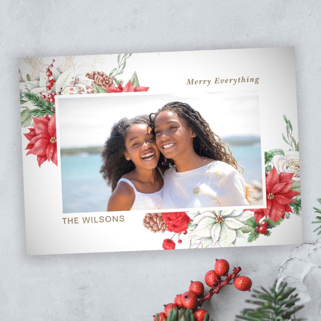 Carte de vacances photo Budget Poinsettias Cône de (Créateur téléchargé)
