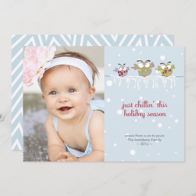 Carte de vacances photo Chillin' Owls (Devant / Derrière)