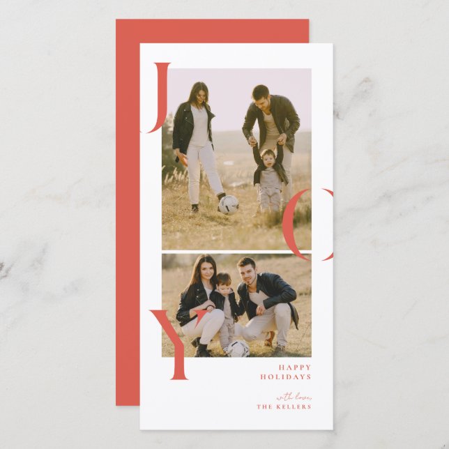 Carte de vacances photo collage Minimalism Joy 2 (Devant / Derrière)