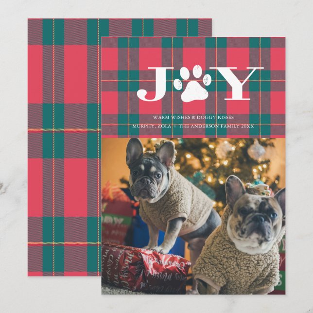 Carte de vacances photo d'animaux de compagnie JOY (Devant / Derrière)
