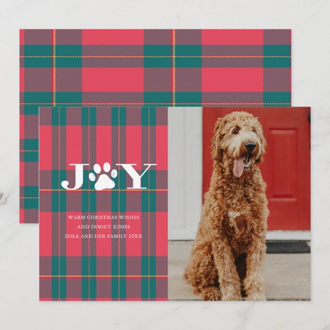 Carte de vacances photo d'animaux de compagnie JOY (Devant / Derrière)