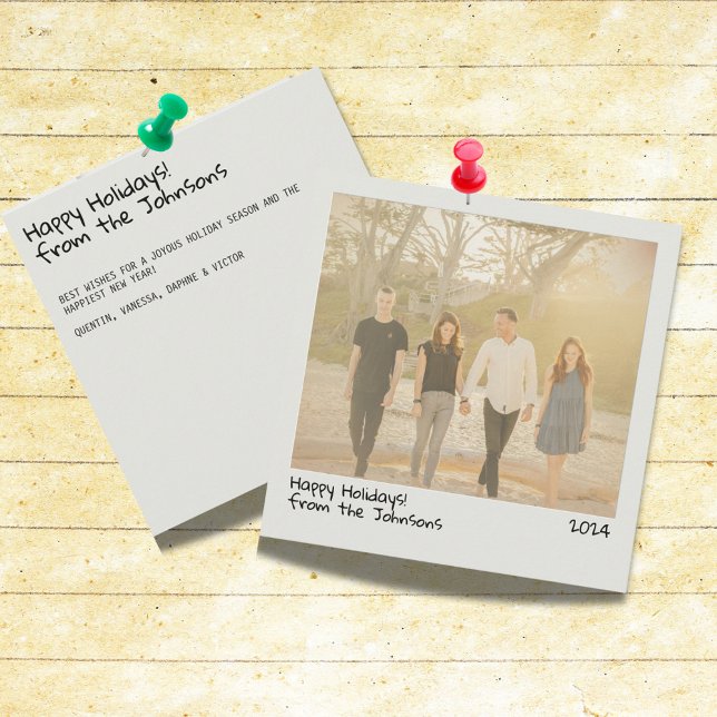 Carte de vacances photo d'appareil photo instantan (Retro instant camera square holiday photo card)