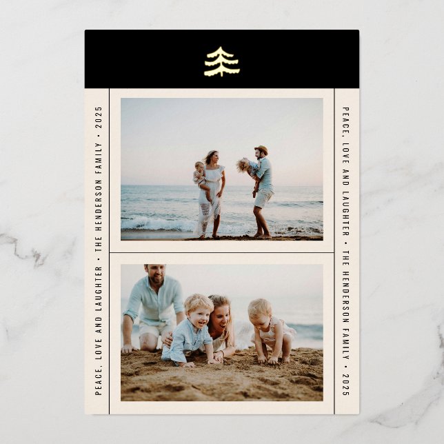 Carte de vacances photo d'arbre à feuilles persist (Recto)