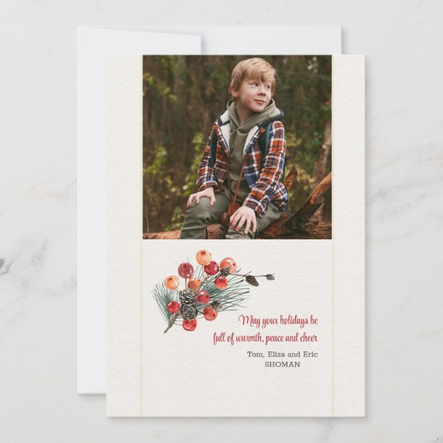 Carte de vacances photo de bouquet boisé (Devant)