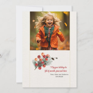 Carte de vacances photo de bouquet boisé