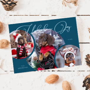 Carte de vacances photo de Chien Turquoise de la J
