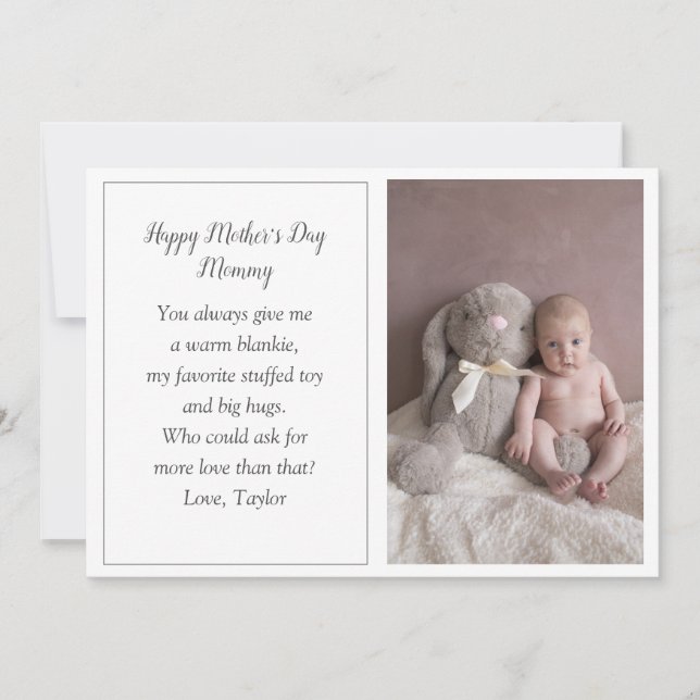 Carte de vacances photo de la Fête des Mères du bé (Devant)