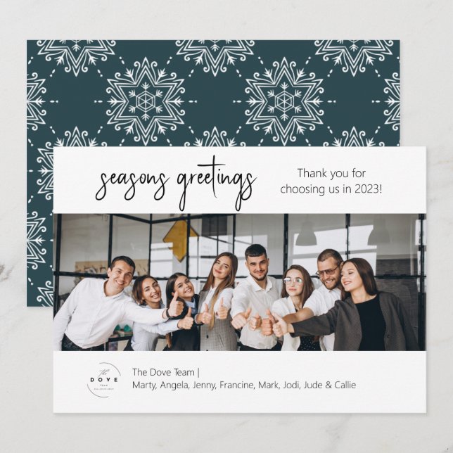 Carte de vacances photo de l'équipe d'affaires (Devant / Derrière)